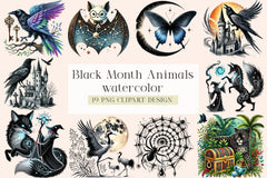 Black Month Animals Clipart Bundle - CraftNest - Digital Crafting and Art