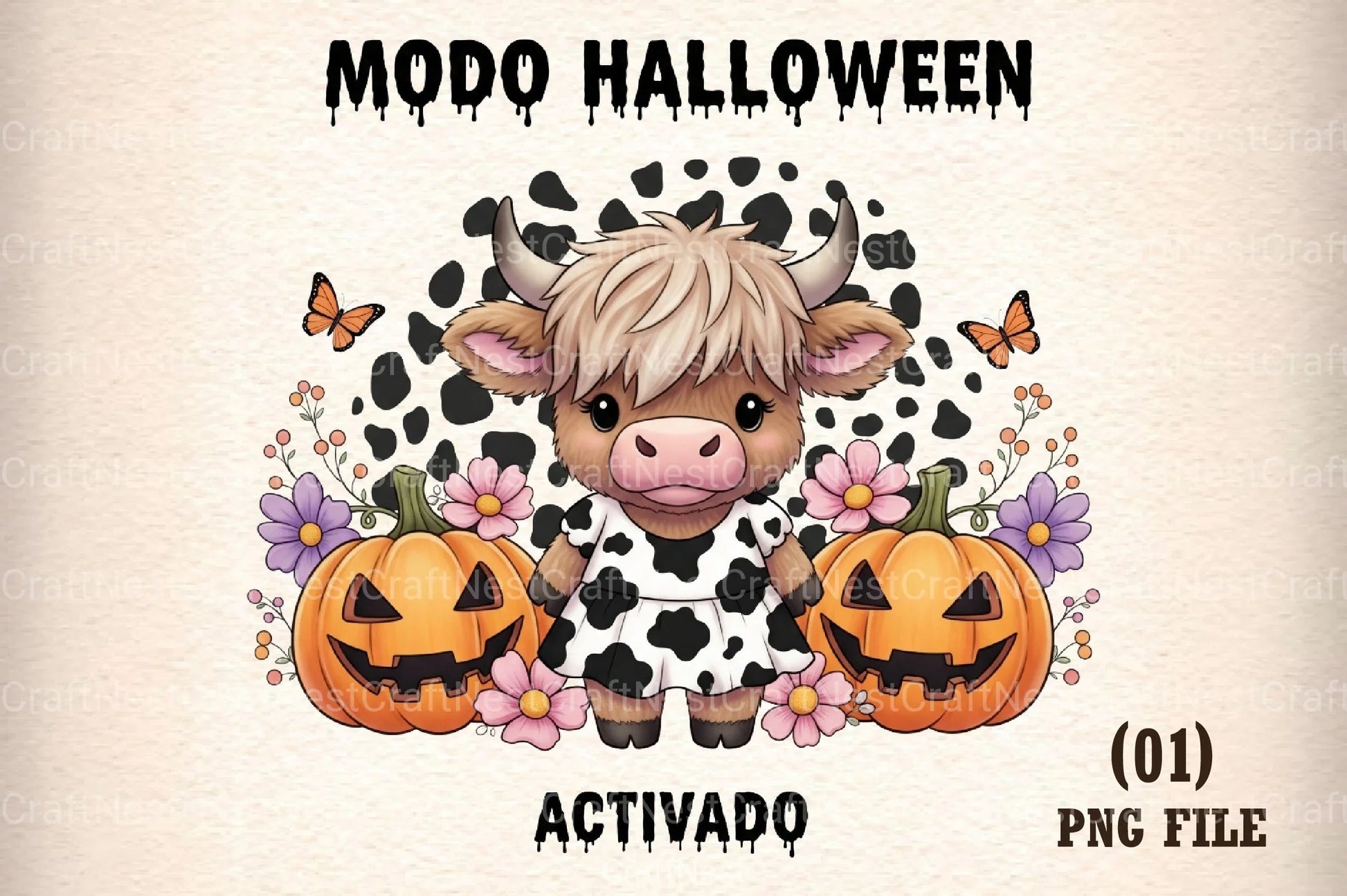 Halloween Highland Cow Clipart Bundle 99 - CraftNest - Digital Crafting and Art