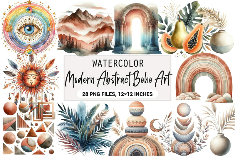 Modern Abstract Boho Art Clipart Bundle - CraftNest - Digital Crafting and Art