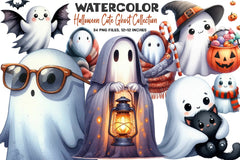 Halloween Cute Ghost Clipart Collection Bundle - CraftNest - Digital Crafting and Art