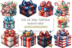 4th of July Gift Box Clipart Bundle - CraftNest - Digital Crafting and Art