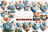 Patchwork Heart Valentine Clipart Bundle