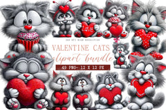 Valentine Cats Clipart Bundle - CraftNest - Digital Crafting and Art