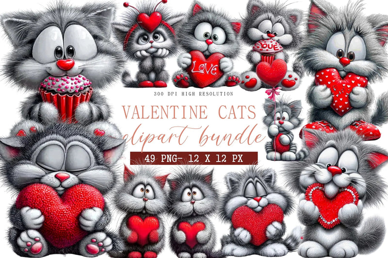 Valentine Cats Clipart Bundle - CraftNest - Digital Crafting and Art