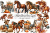 Autumn Brown Horse Clipart Bundle