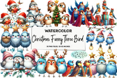Christmas Funny Three Bird Clipart Bundle - CraftNest - Digital Crafting and Art