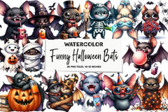 Funny Halloween Bats Clipart Bundle - CraftNest - Digital Crafting and Art