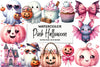 Cute Pink Halloween Clipart Bundle