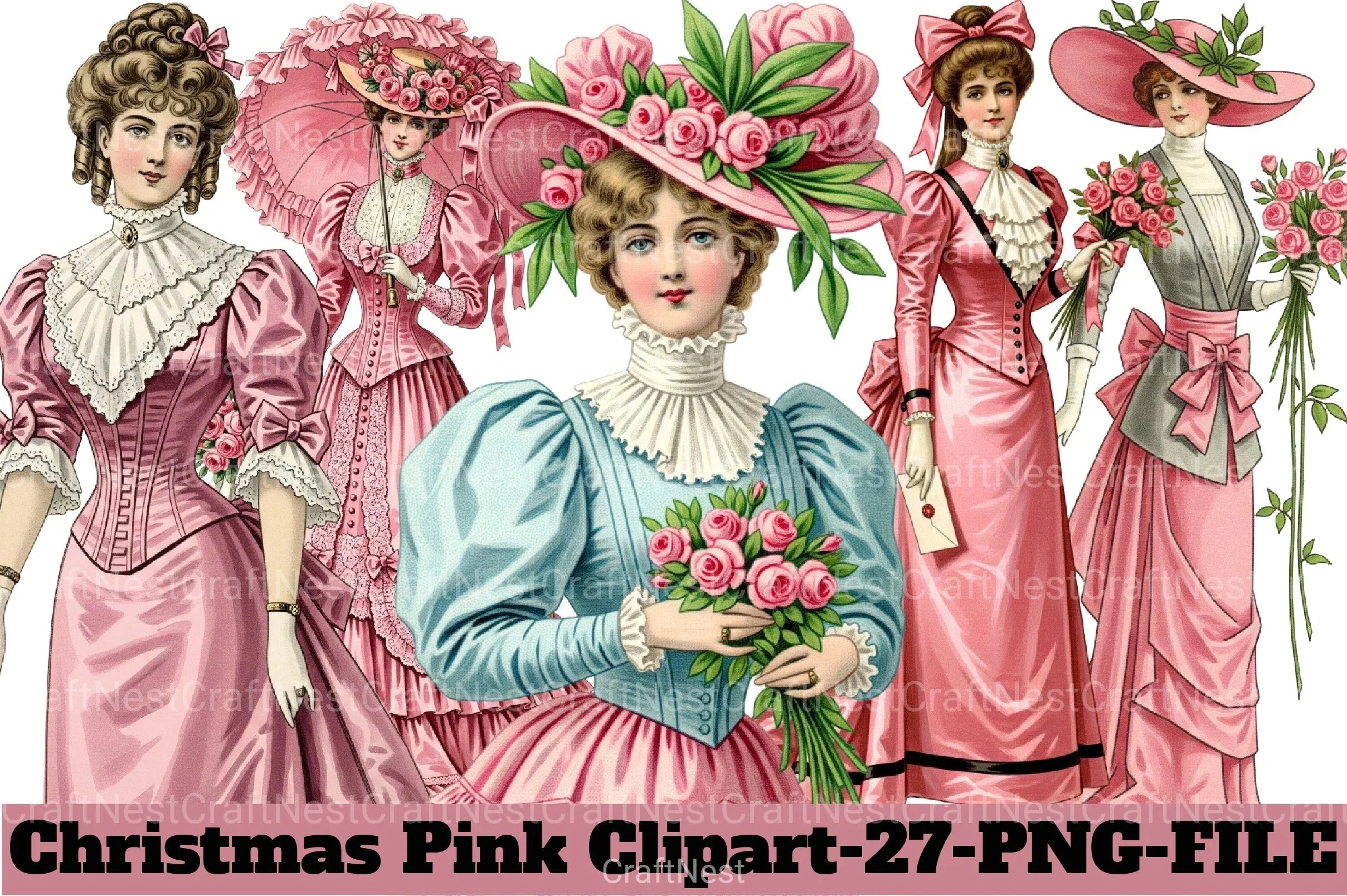 Christmas Pink Clipart Bundle 1 - CraftNest - Digital Crafting and Art