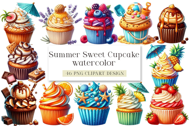 Summer Sweet Cupcake Clipart Bundle - CraftNest - Digital Crafting and Art