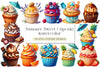 Summer Sweet Cupcake Clipart Bundle