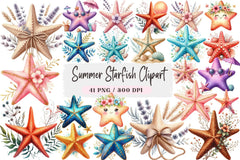 Summer Starfish Clipart Bundle - CraftNest - Digital Crafting and Art