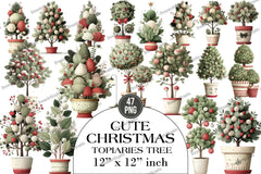 Cute Christmas Topiaries Tree Clipart Bundle - CraftNest - Digital Crafting and Art