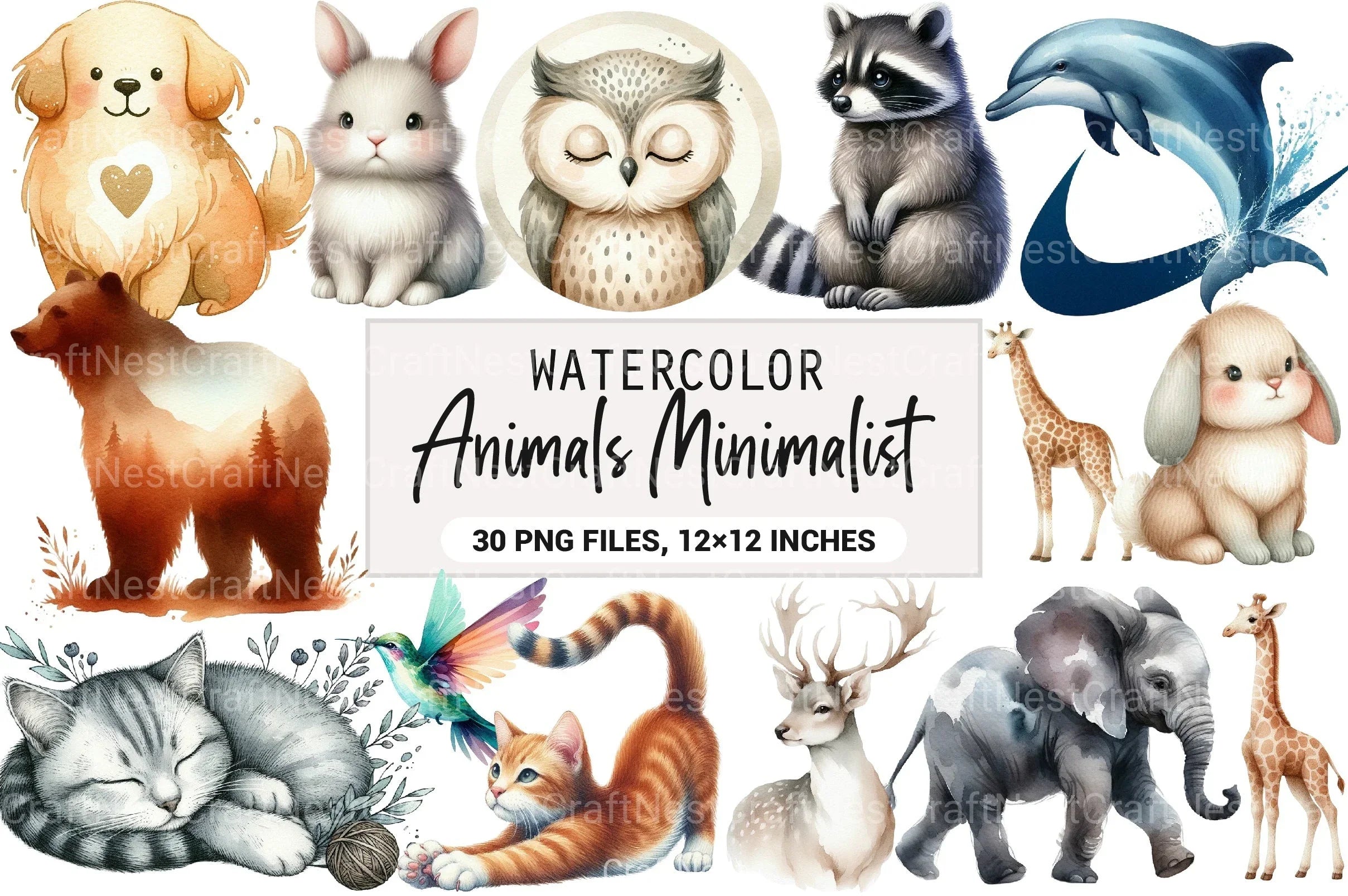 Minimalist Animal Clipart Bundle - CraftNest - Digital Crafting and Art