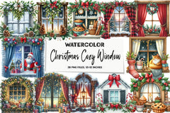 Christmas Cozy Window Clipart Bundle - CraftNest - Digital Crafting and Art