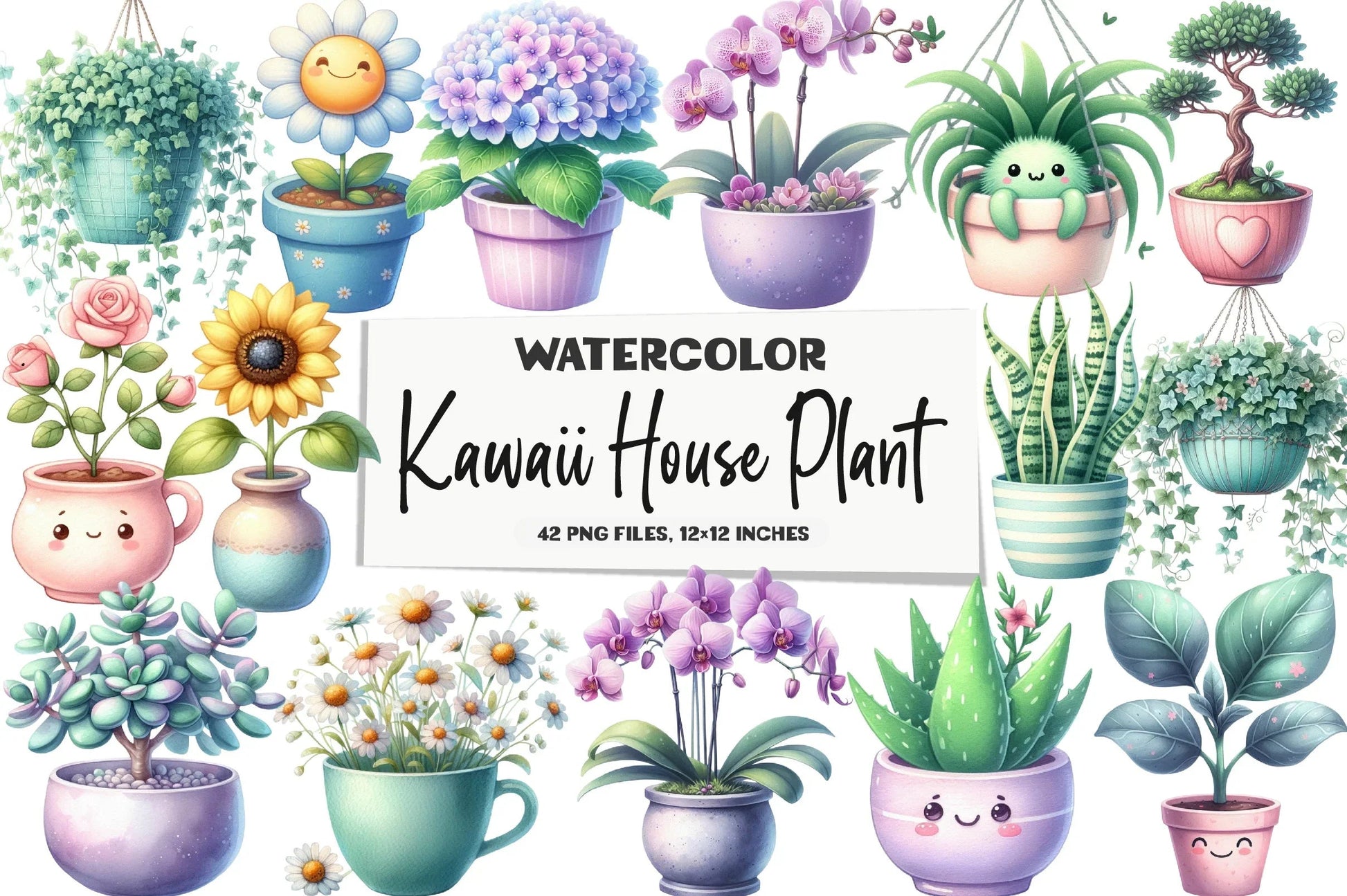 Kawaii House Plant Clipart Bundle - CraftNest - Digital Crafting and Art