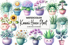 Kawaii House Plant Clipart Bundle - CraftNest - Digital Crafting and Art