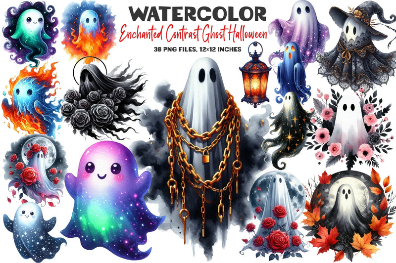 Enchanted Ghost Halloween Clipart Bundle - CraftNest - Digital Crafting and Art