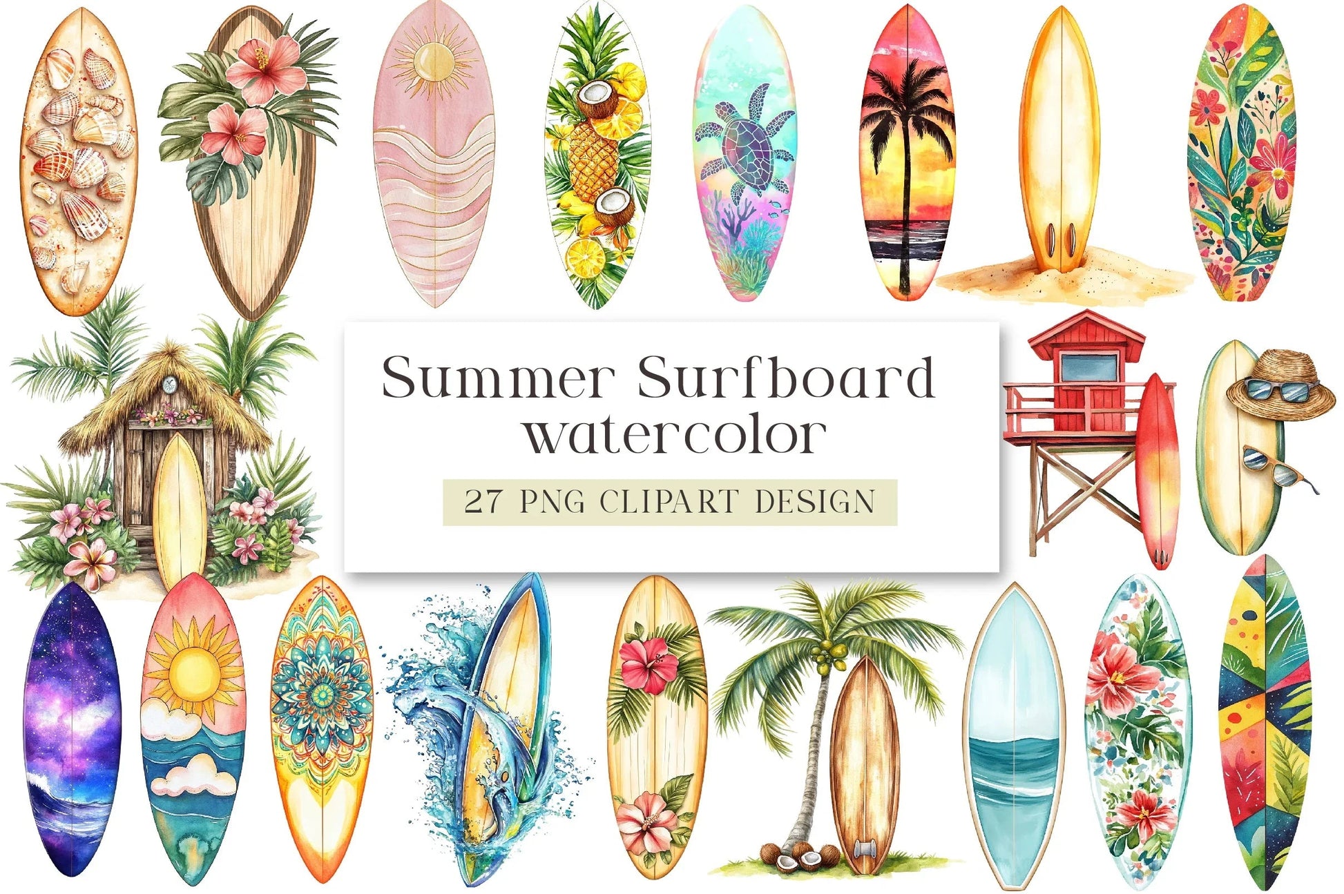 Summer Surfboard Clipart Bundle - CraftNest - Digital Crafting and Art