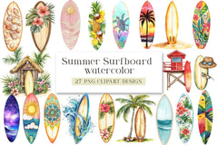 Summer Surfboard Clipart Bundle - CraftNest - Digital Crafting and Art