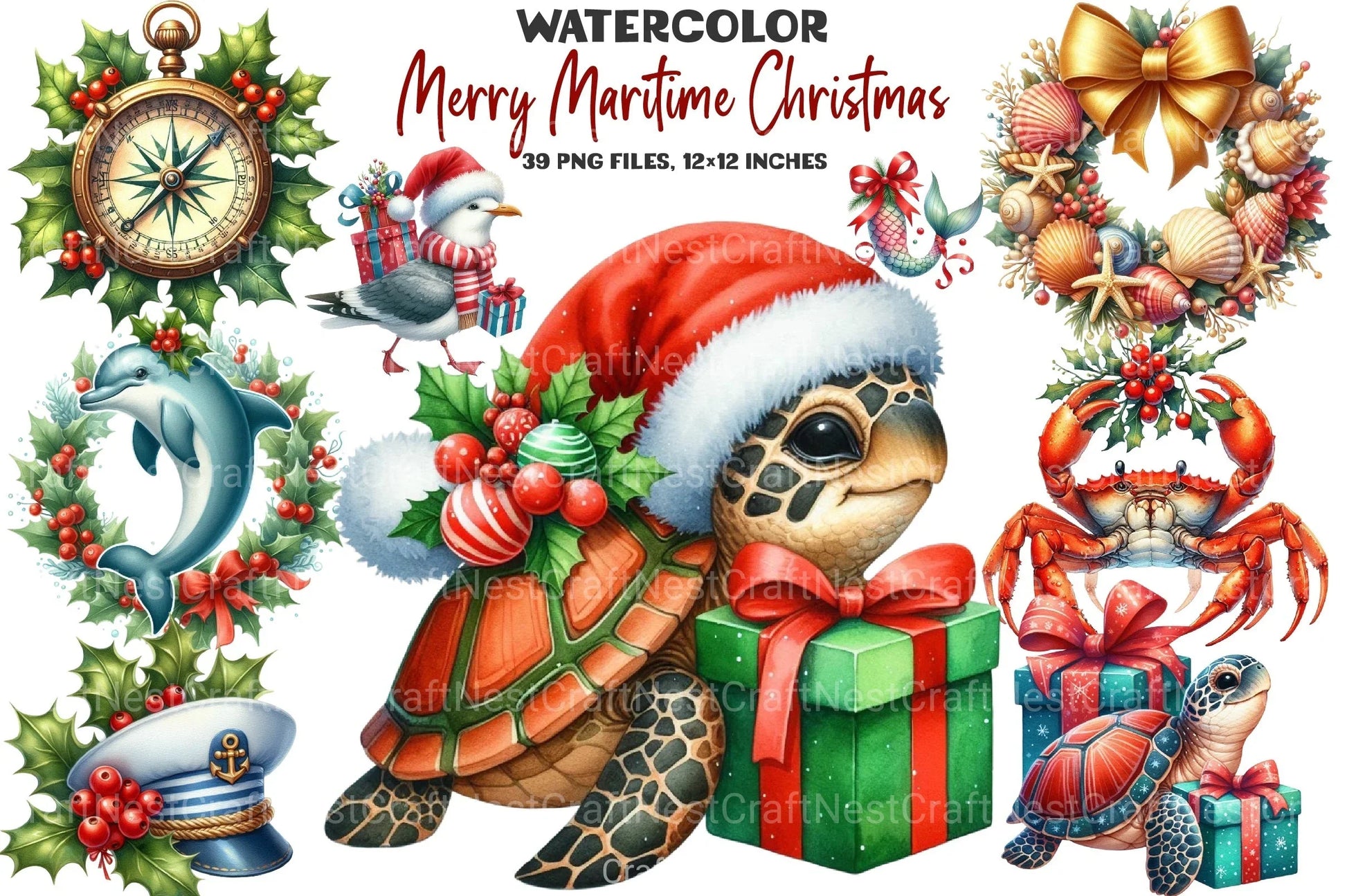 Merry Maritime Christmas Clipart Bundle 1 - CraftNest - Digital Crafting and Art