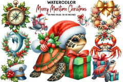Merry Maritime Christmas Clipart Bundle 1 - CraftNest - Digital Crafting and Art