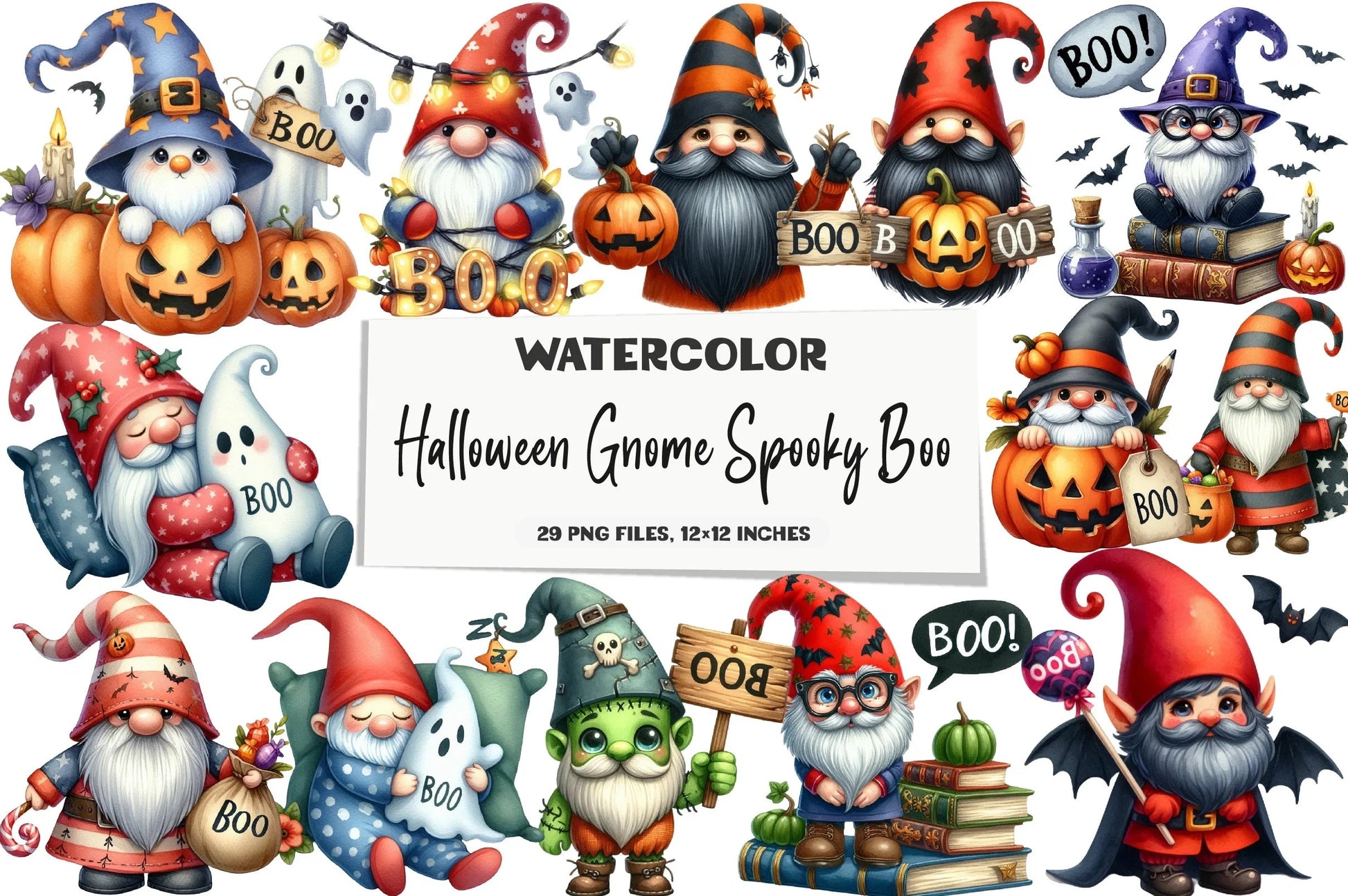 Halloween Gnome Spooky Boo Clipart Bundle - CraftNest - Digital Crafting and Art