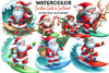 Christmas Santa Surfboard Clipart Bundle