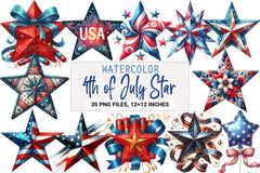 4th of July Star Clipart Bundle 76 - CraftNest - Digital Crafting and Art