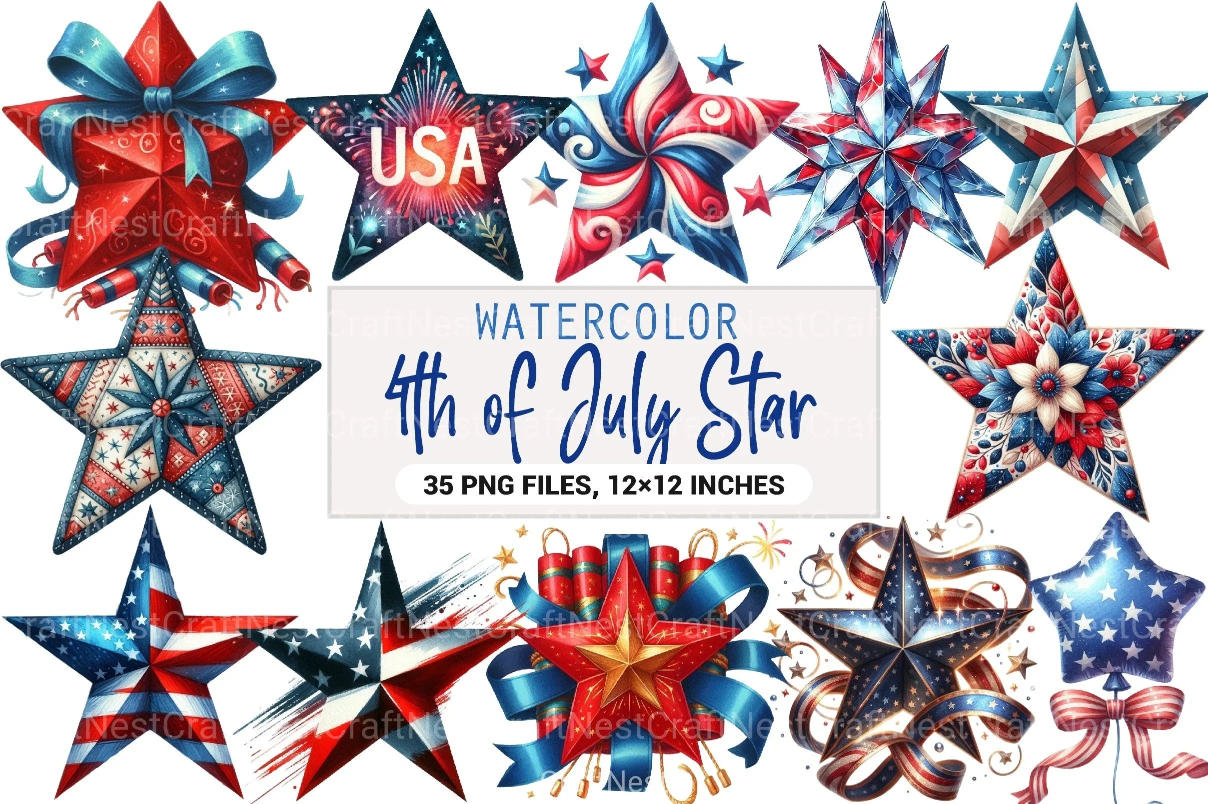 4th of July Star Clipart Bundle 76 - CraftNest - Digital Crafting and Art