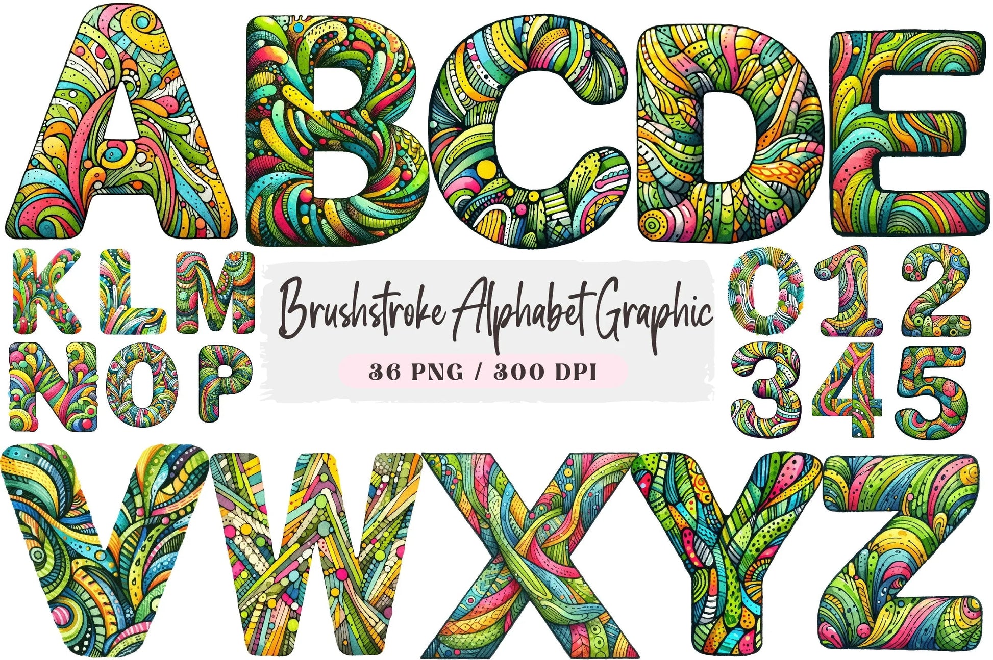 Brushstroke Alphabet Graphic Clipart Bundle - CraftNest - Digital Crafting and Art