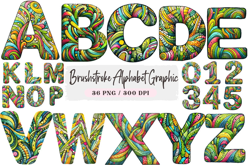 Brushstroke Alphabet Graphic Clipart Bundle - CraftNest - Digital Crafting and Art