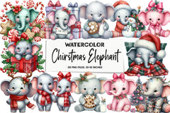 Christmas Elephant Clipart Bundle - CraftNest - Digital Crafting and Art