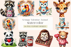 Grumpy Valentine Animal Clipart Bundle - CraftNest - Digital Crafting and Art