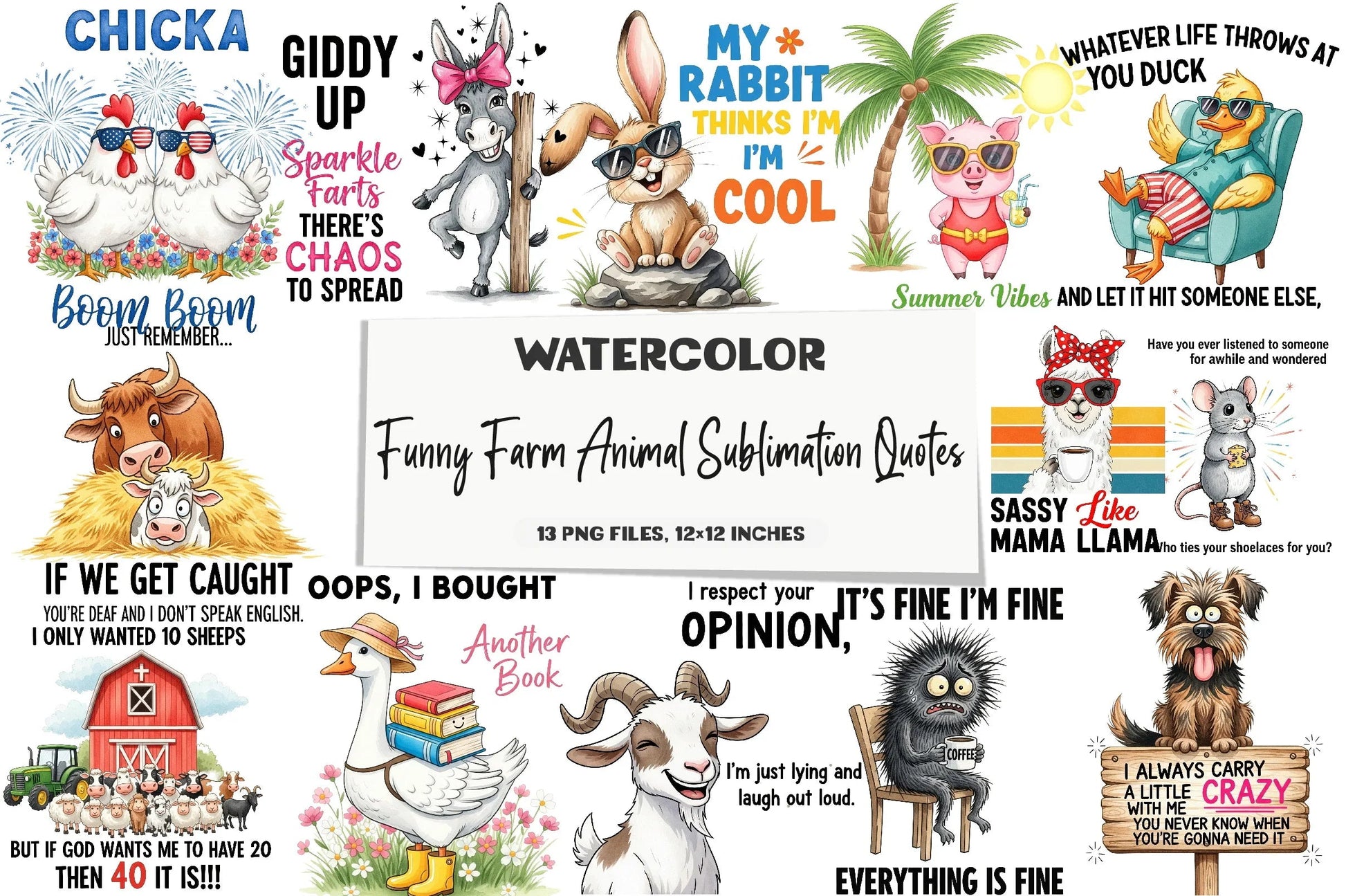 Funny Farm Animal Quotes Clipart Bundle - CraftNest - Digital Crafting and Art
