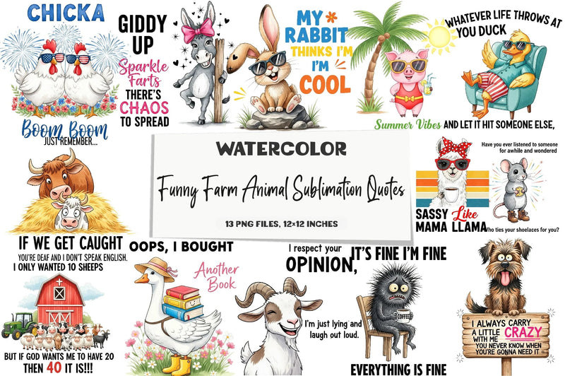 Funny Farm Animal Quotes Clipart Bundle - CraftNest - Digital Crafting and Art