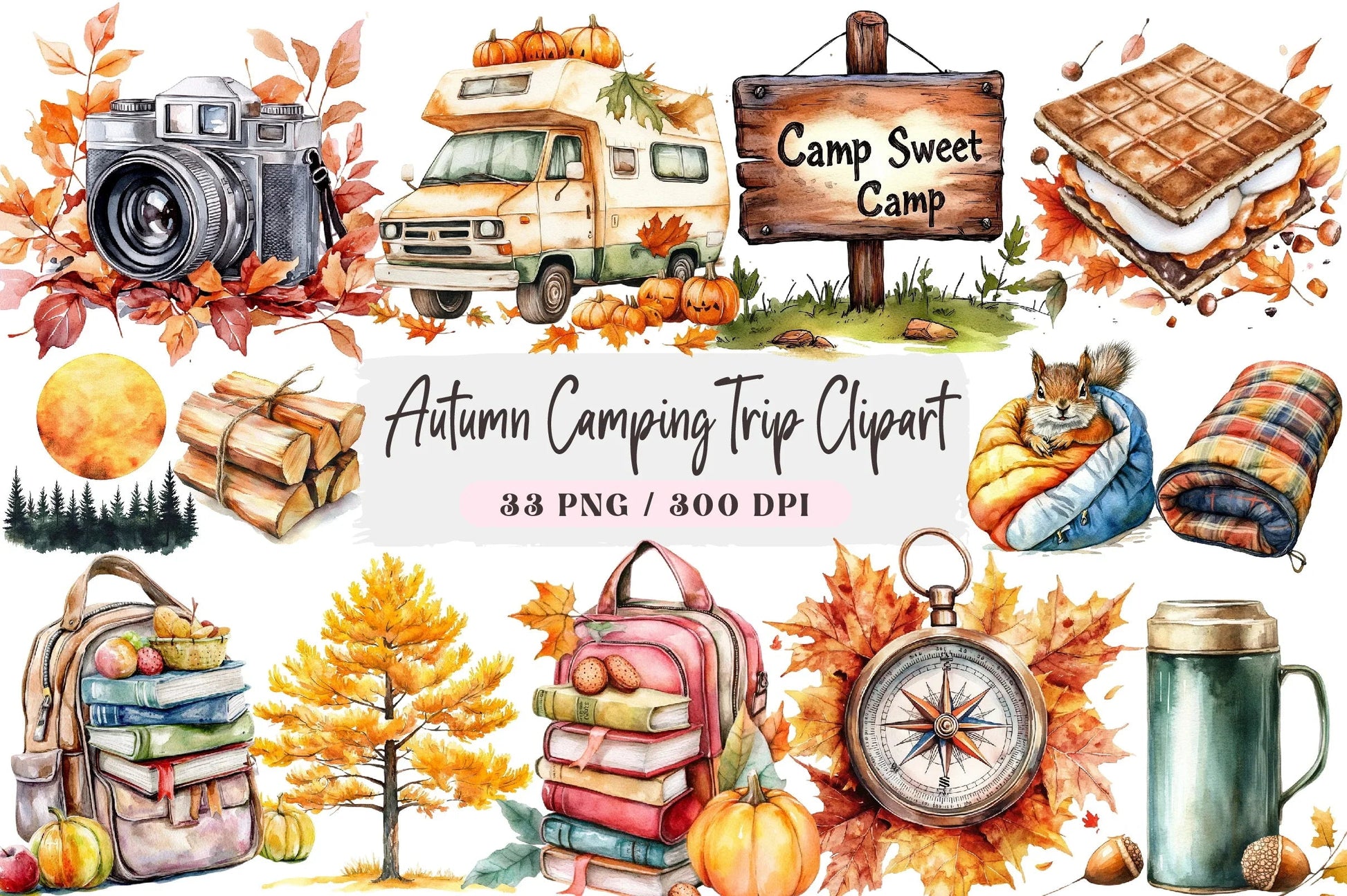 Autumn Camping Trip Clipart Bundle - CraftNest - Digital Crafting and Art