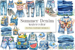 Summer Denim Clipart Bundle - CraftNest - Digital Crafting and Art