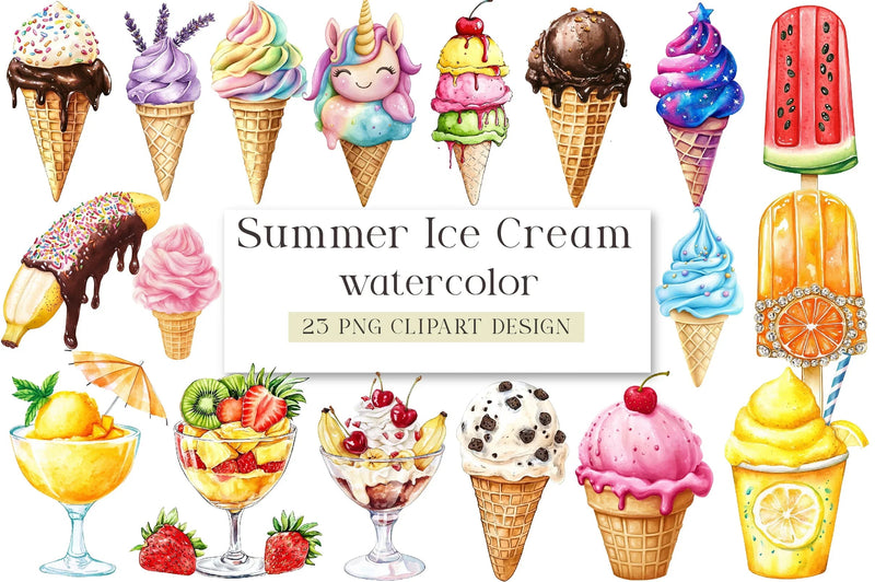 Summer Ice Cream Clipart Bundle - CraftNest - Digital Crafting and Art