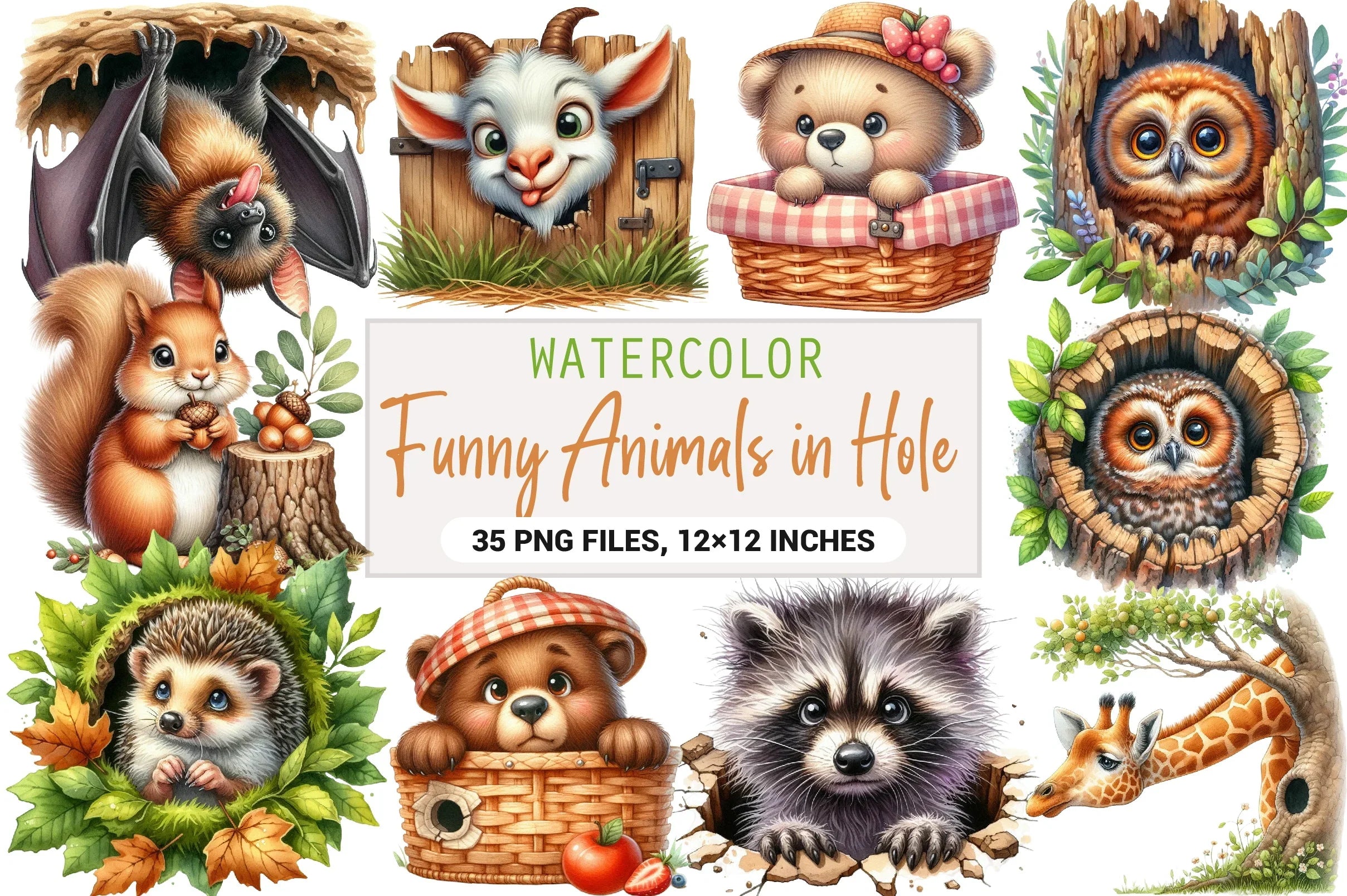 Funny Animals in Hole Clipart Bundle - CraftNest - Digital Crafting and Art