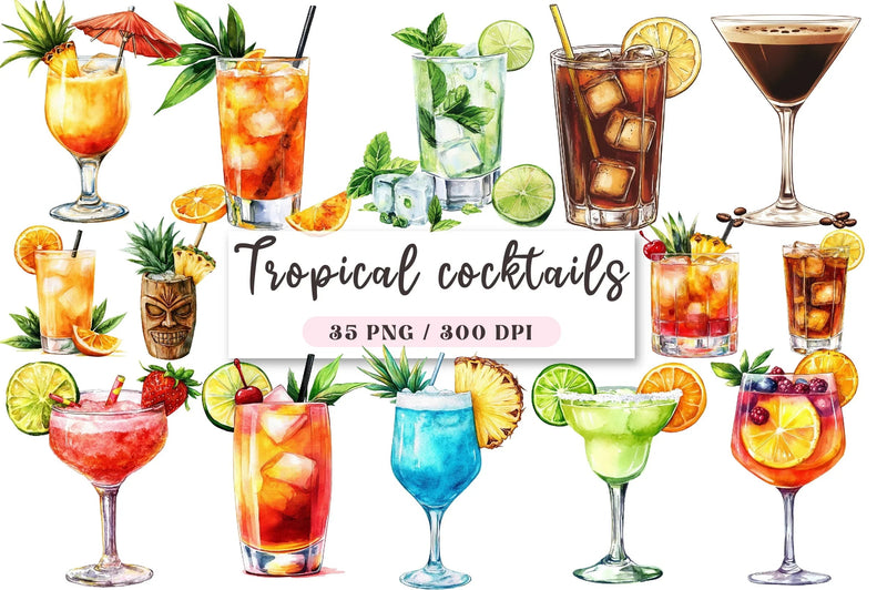 Tropical Cocktails Clipart Bundle - CraftNest - Digital Crafting and Art