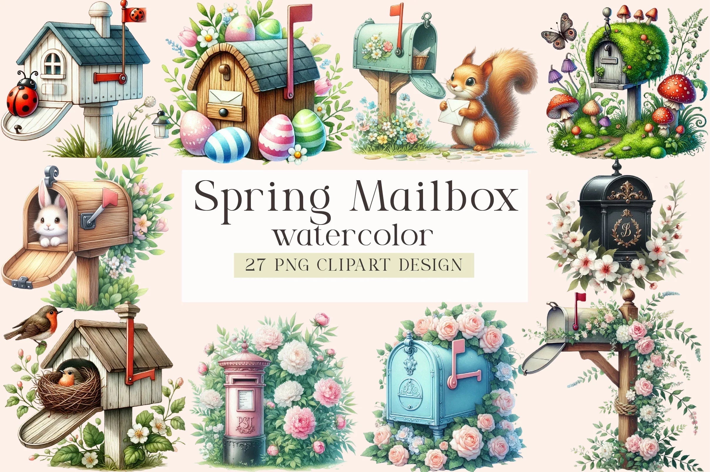 Spring Mailbox Clipart Bundle - CraftNest - Digital Crafting and Art