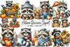 Autumn Raccoons Clipart Bundle