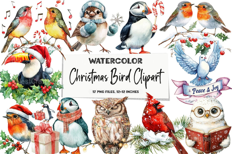 Christmas Bird Clipart Bundle - CraftNest - Digital Crafting and Art