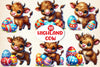 Easter Highland Cow Clipart Bundle