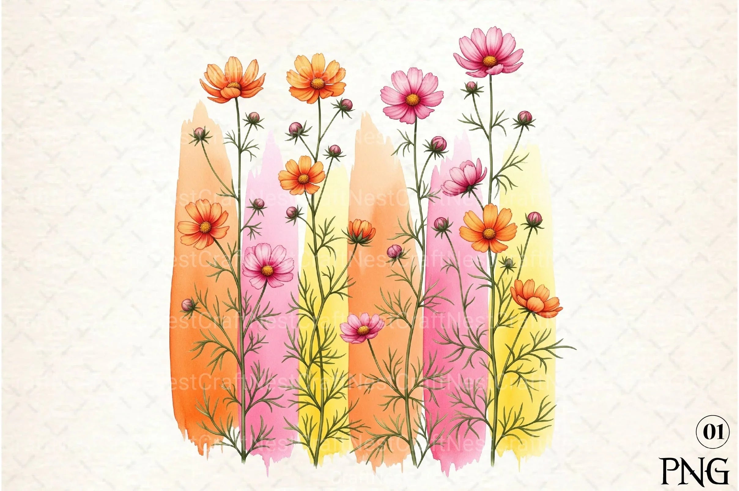 Wildflowers Brushstroke Clipart Bundle 1 - CraftNest - Digital Crafting and Art