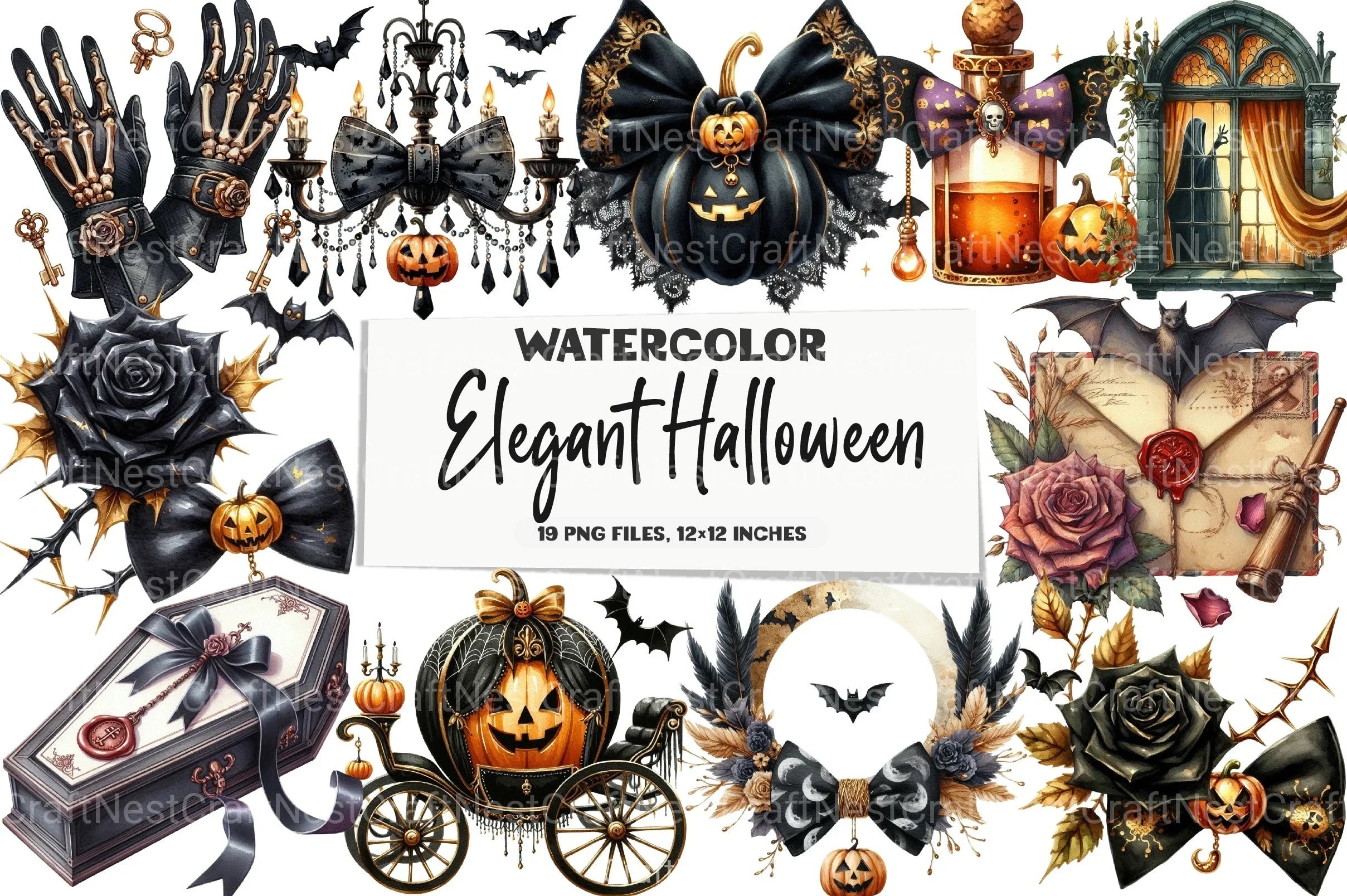 Elegant Halloween Clipart Bundle 4 - CraftNest - Digital Crafting and Art