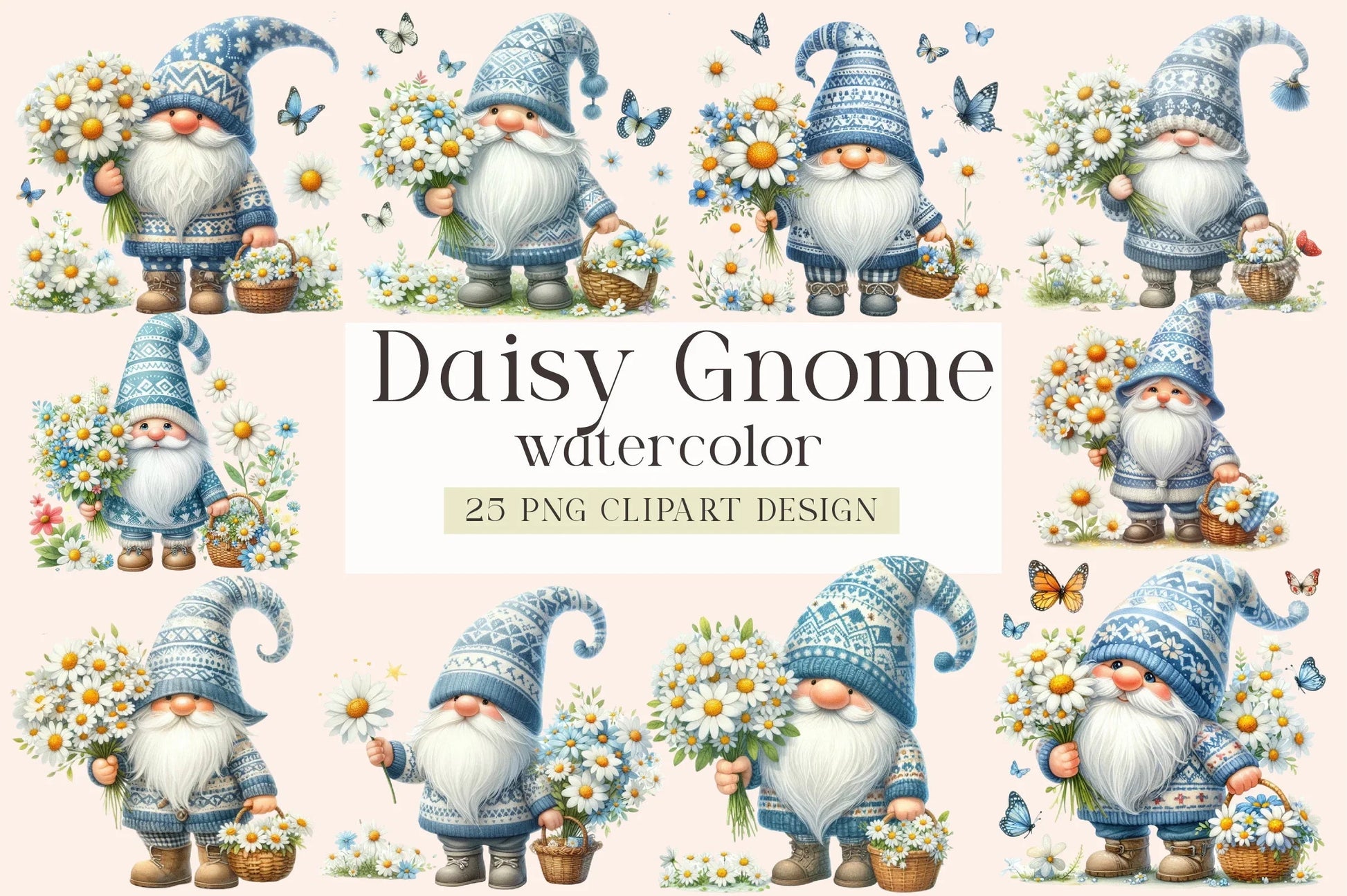 Daisy Gnome Clipart Bundle - CraftNest - Digital Crafting and Art