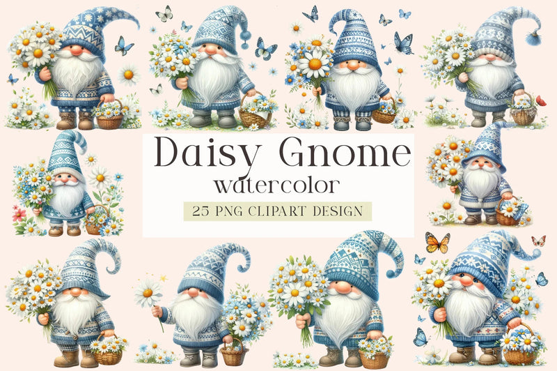 Daisy Gnome Clipart Bundle - CraftNest - Digital Crafting and Art