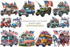 Memorial Day Car Parade Clipart Bundle